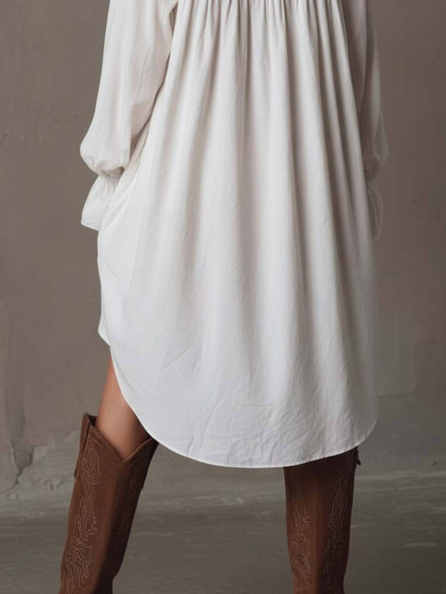 Mia | Retro-style Lace Irregular Hem Long-sleeved Mini Dress