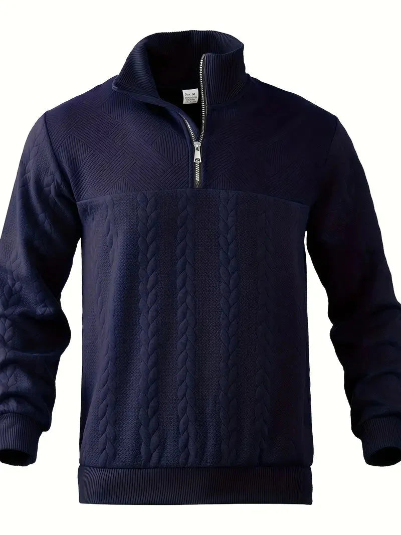 Brit & Boho™️ | Casual Jacquard Quarter-Zip Pullover Brit & Boho | Fashion & Boutique