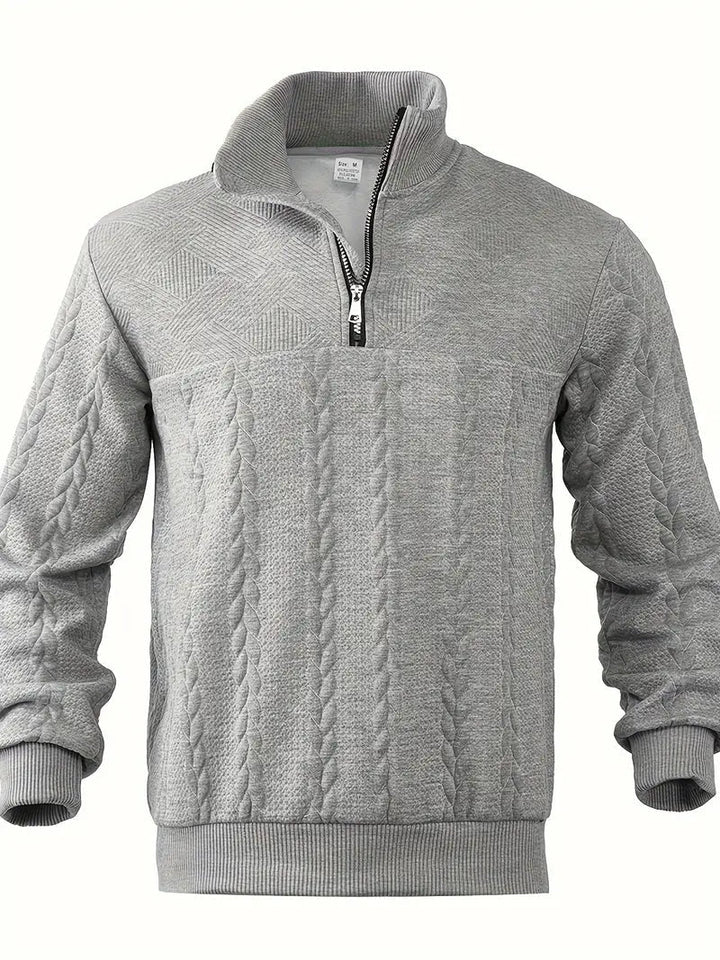 Brit & Boho™️ | Casual Jacquard Quarter-Zip Pullover Brit & Boho | Fashion & Boutique
