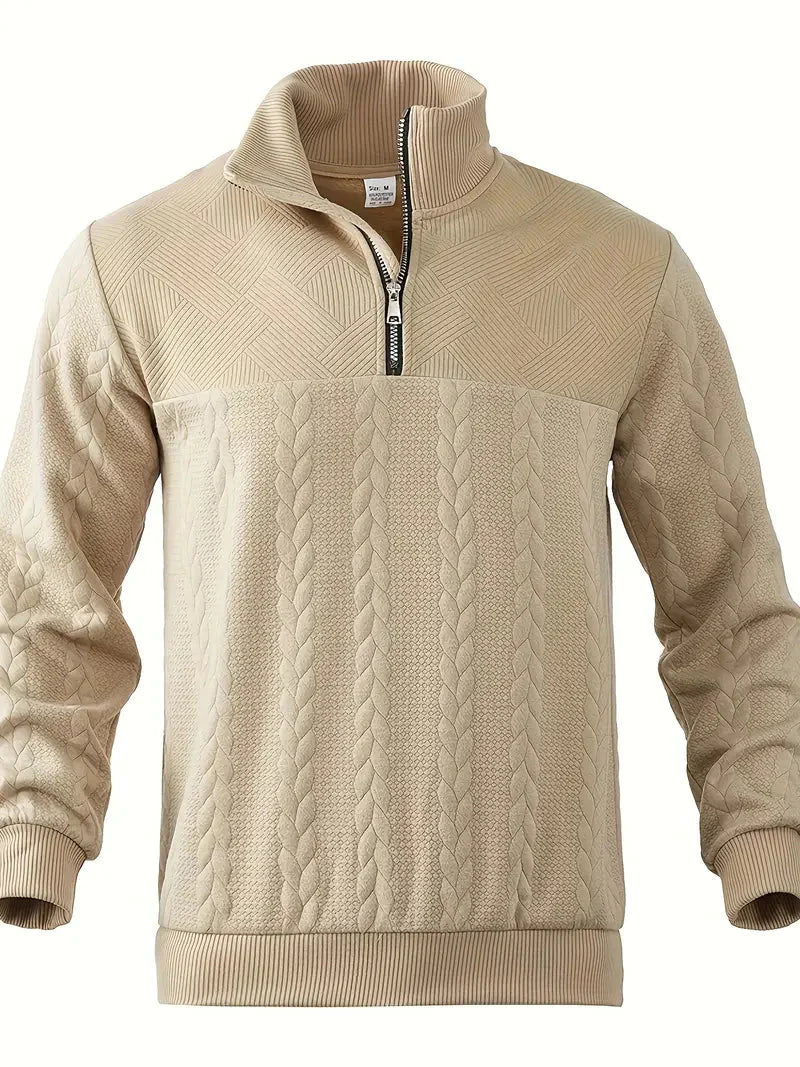 Brit & Boho™️ | Casual Jacquard Quarter-Zip Pullover Brit & Boho | Fashion & Boutique