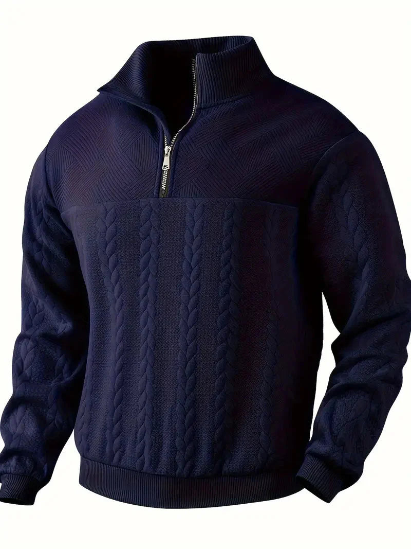 Brit & Boho™️ | Casual Jacquard Quarter-Zip Pullover Brit & Boho | Fashion & Boutique