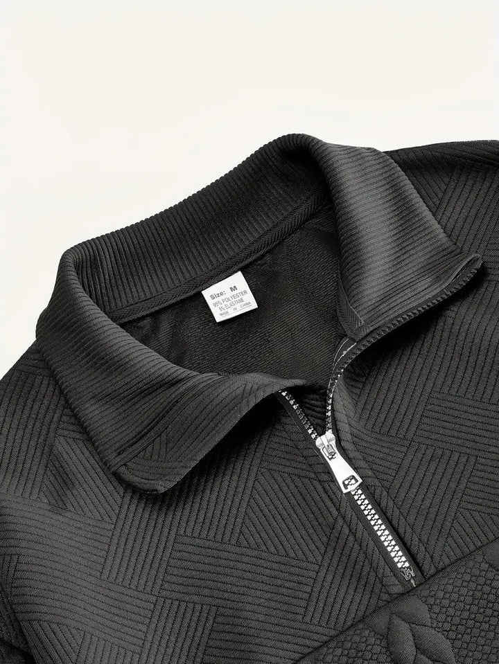 Brit & Boho™️ | Casual Jacquard Quarter-Zip Pullover Brit & Boho | Fashion & Boutique