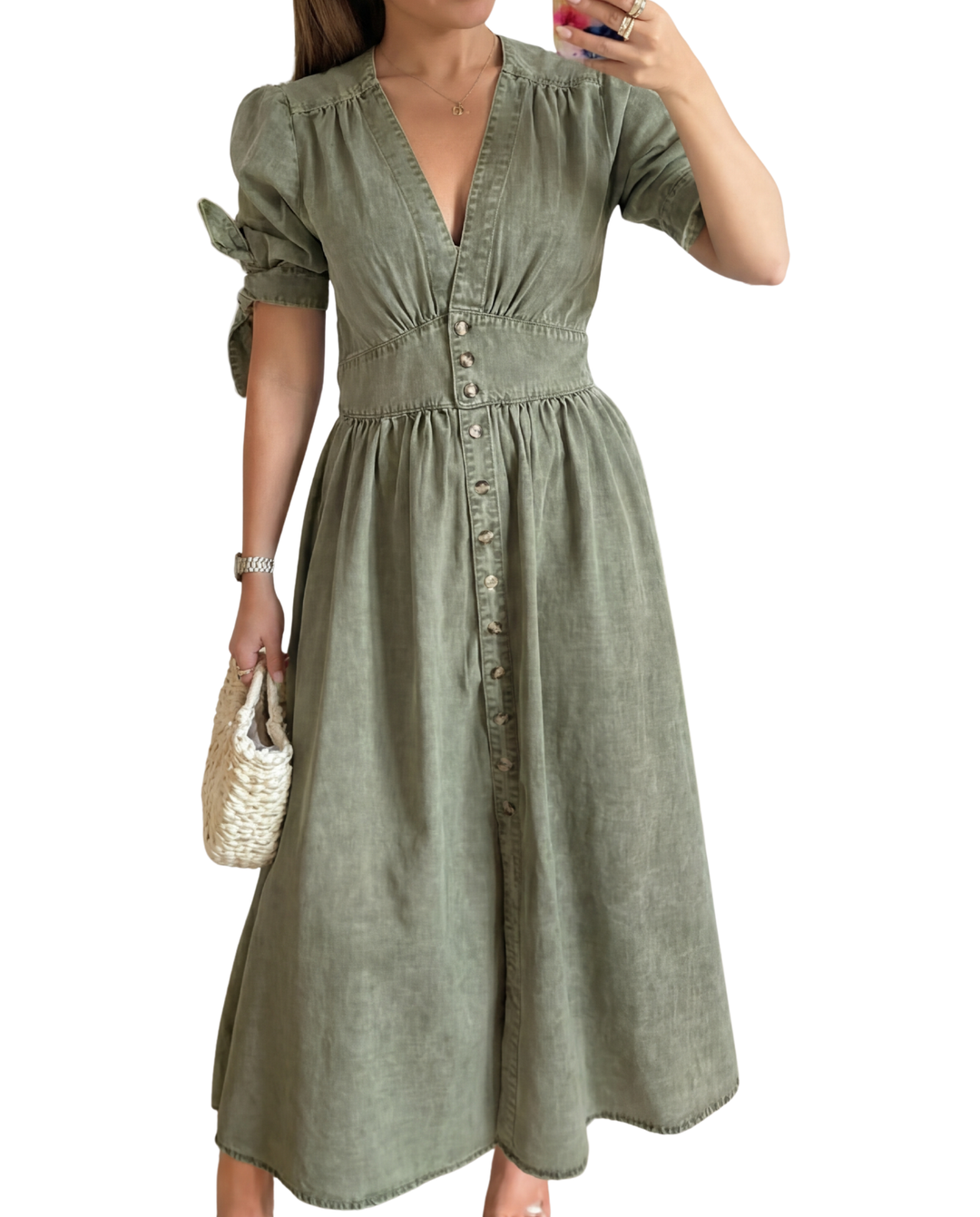 ARMI™ – Casual Short Sleeve V Neck Dress