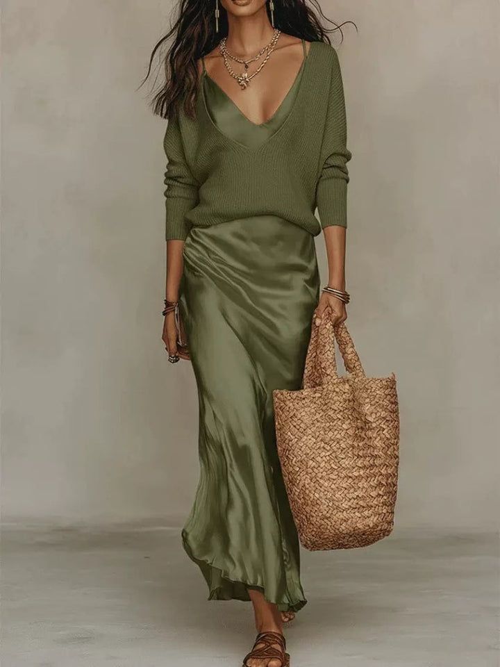 SATIN DRESS SET FOR WOMEN