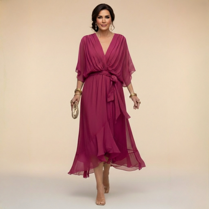 Marta | Sandra Chiffon V-Neck Dress