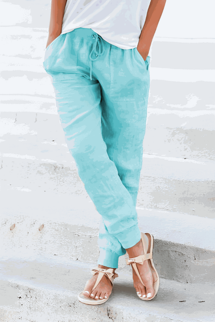 Tara | Women's Drawstring Jogger Pants with Elastic Ankle Cuffs