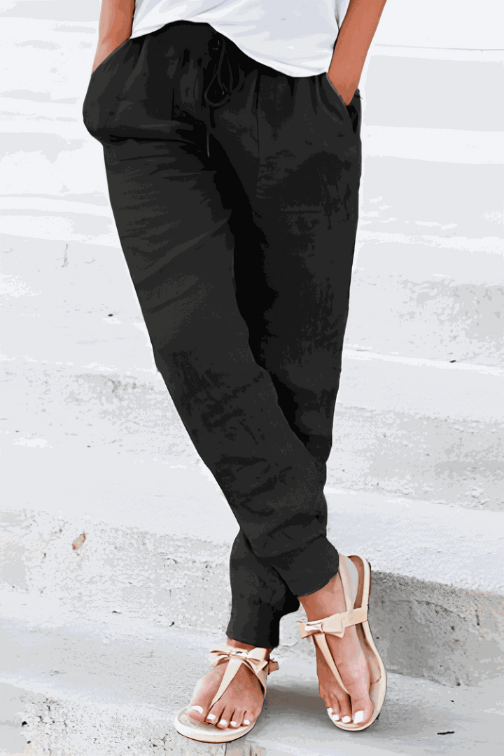 Tara | Women's Drawstring Jogger Pants with Elastic Ankle Cuffs