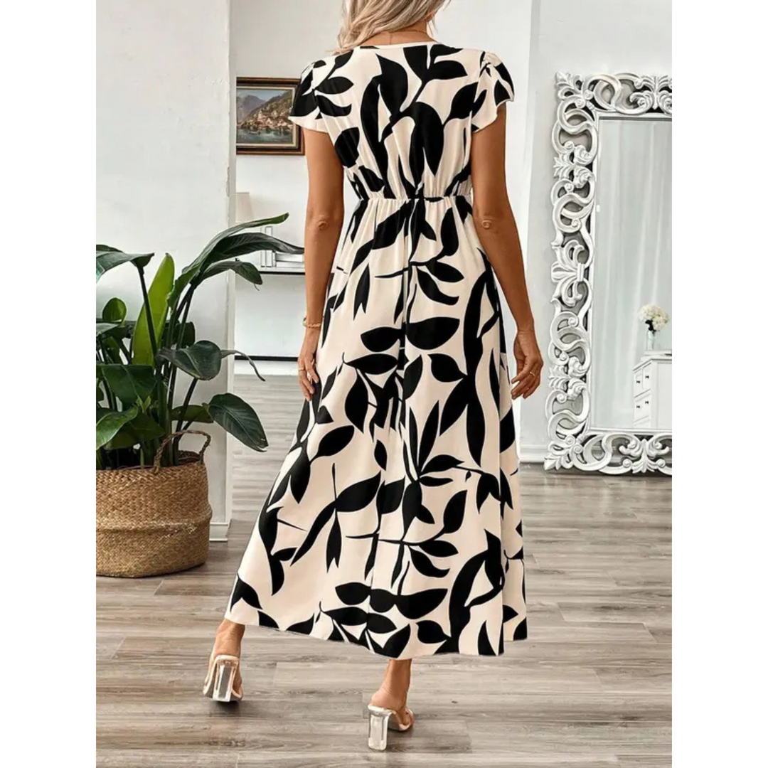 ZOELLA™ – Elegant Summer Printed Short Sleeve Maxi Dress