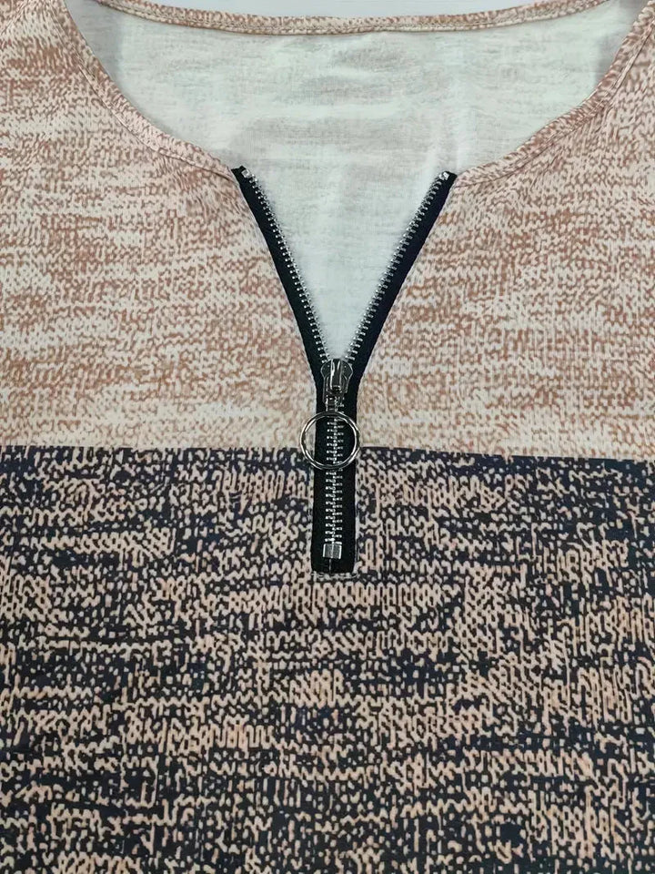 Brit & Boho™ I Marites Color Block Quarter Zip T-Shirt Brit & Boho | Fashion & Boutique