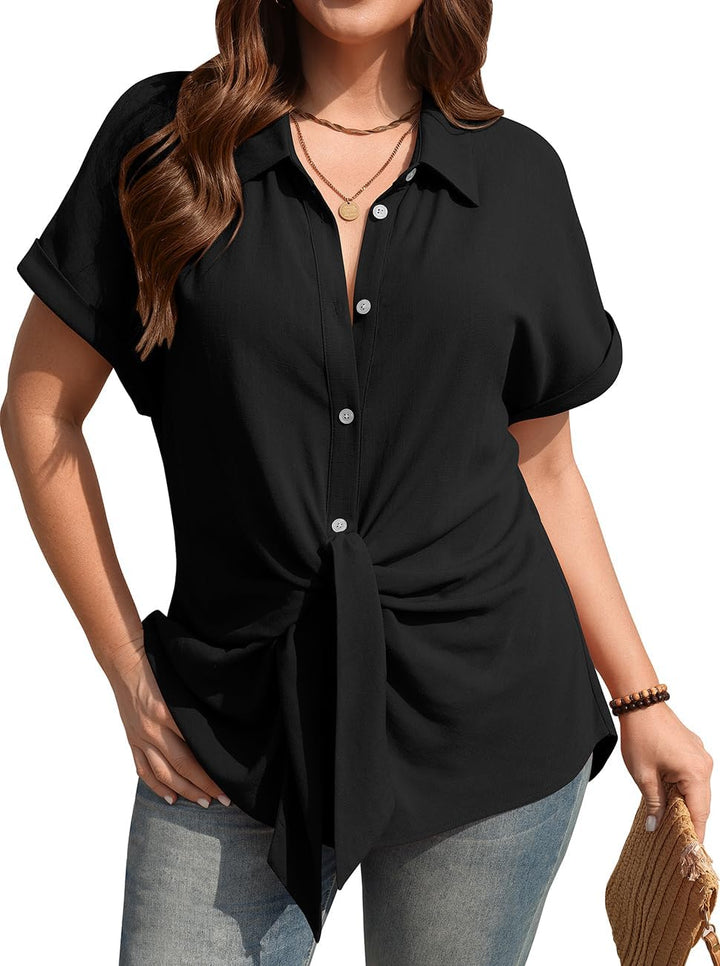 Camille Tie Waist Linen Blend Shirt