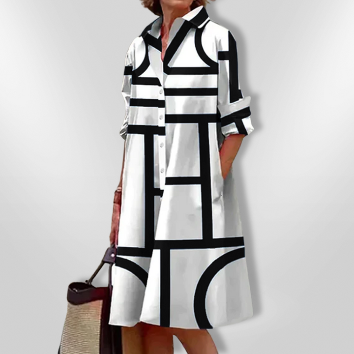 CHEZKA™ - Elegant Geometric Midi Dress
