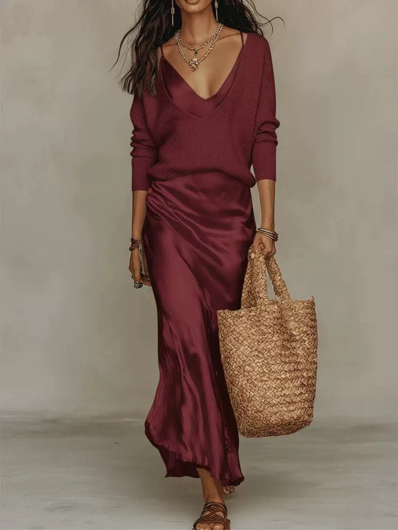 SATIN DRESS SET FOR WOMEN
