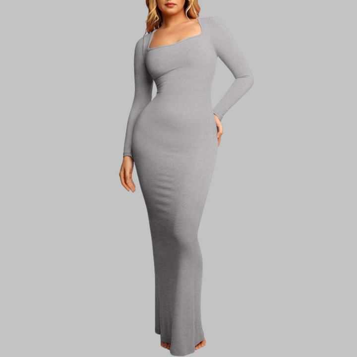 PITO™ - Casual Long Sleeve Built-In Shapewear Midi Dress