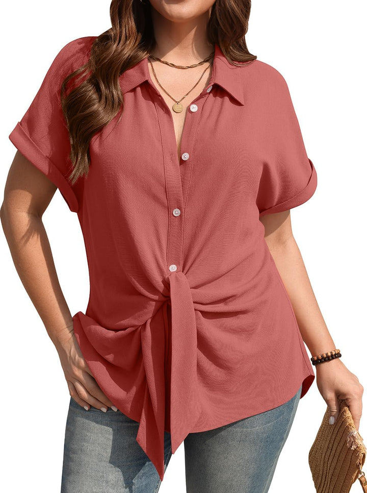 Camille Tie Waist Linen Blend Shirt