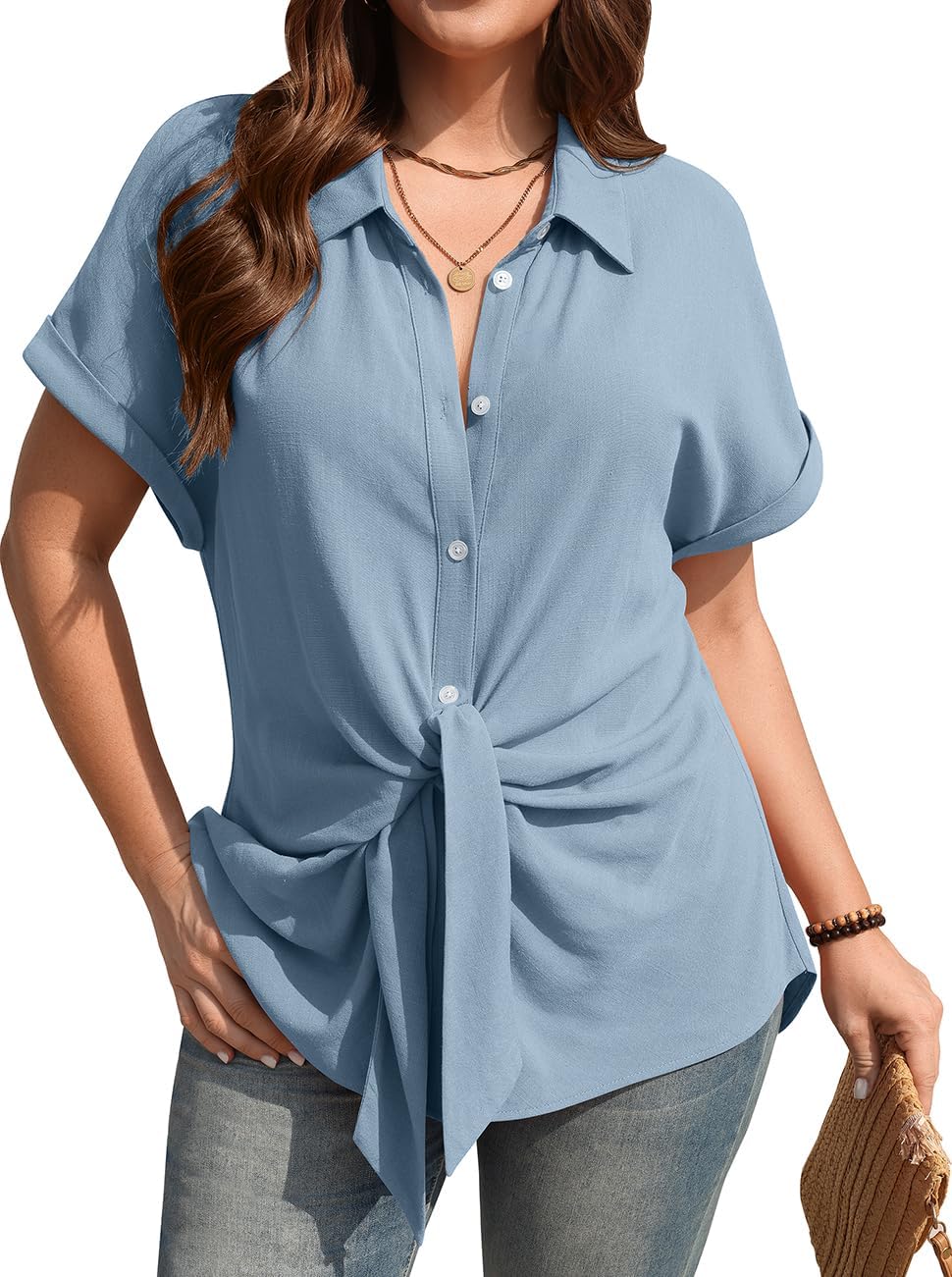 Camille Tie Waist Linen Blend Shirt