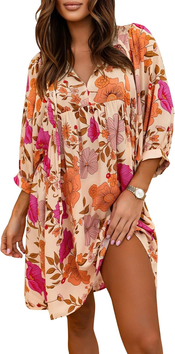 Women's Bohemian Floral Mini Dress