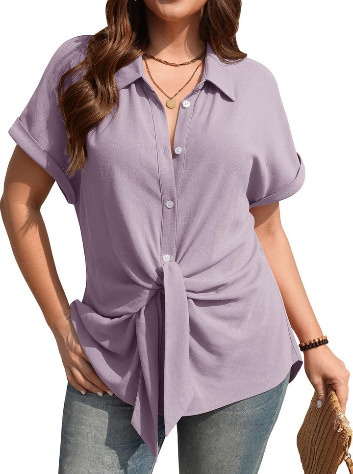 Camille Tie Waist Linen Blend Shirt