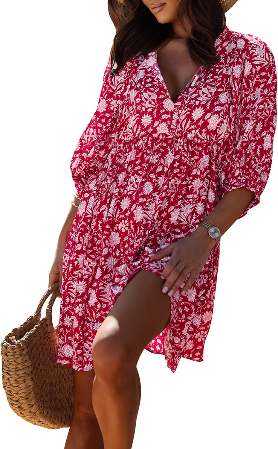 Women's Bohemian Floral Mini Dress