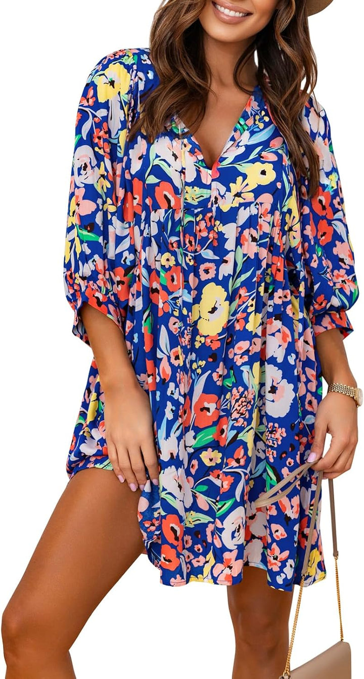 Women's Bohemian Floral Mini Dress
