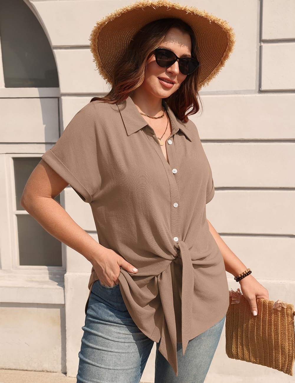 Camille Tie Waist Linen Blend Shirt