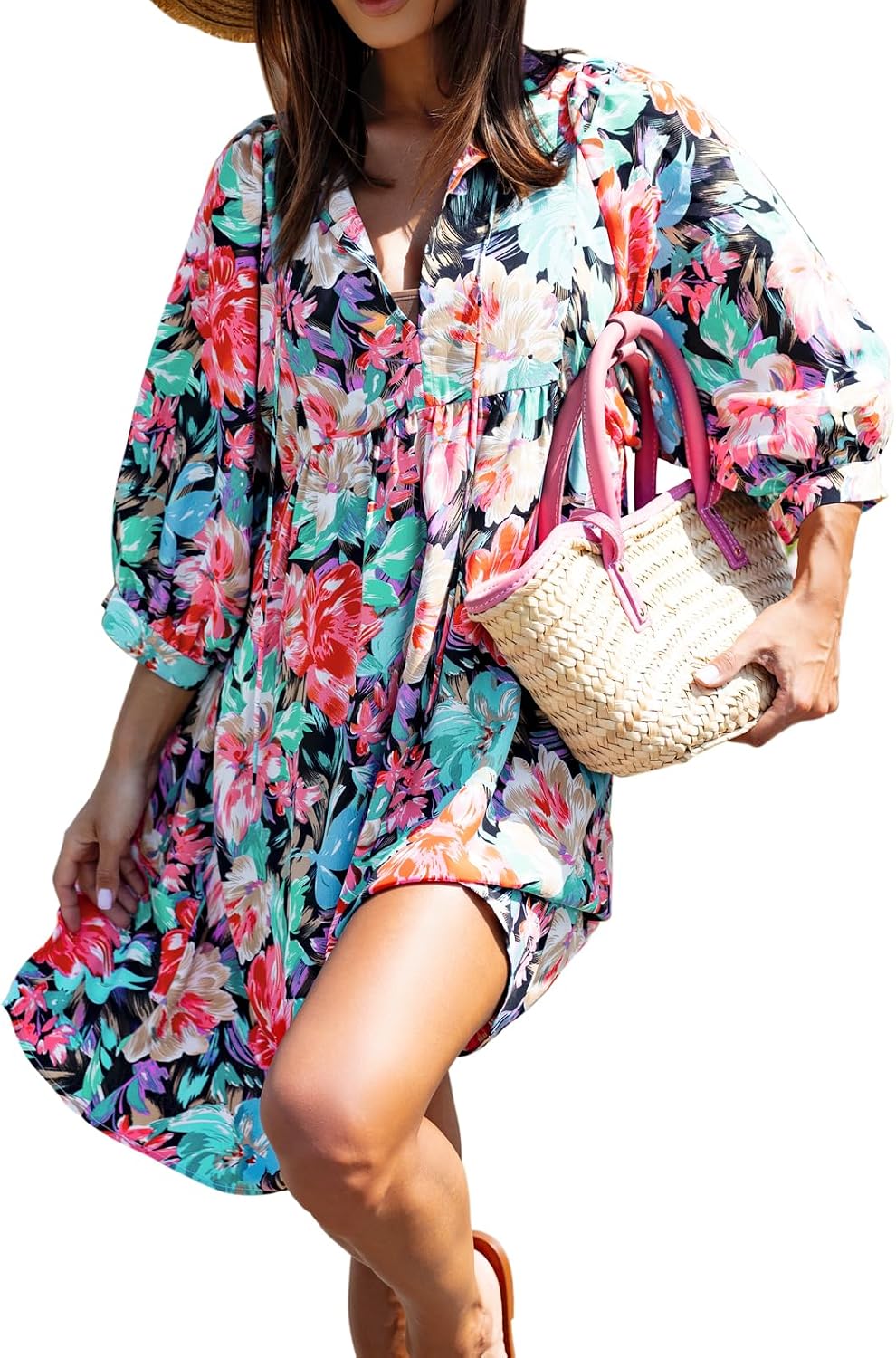Women's Bohemian Floral Mini Dress