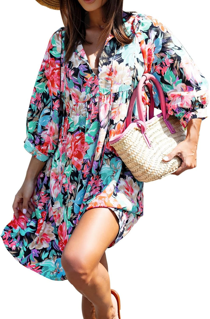 Women's Bohemian Floral Mini Dress