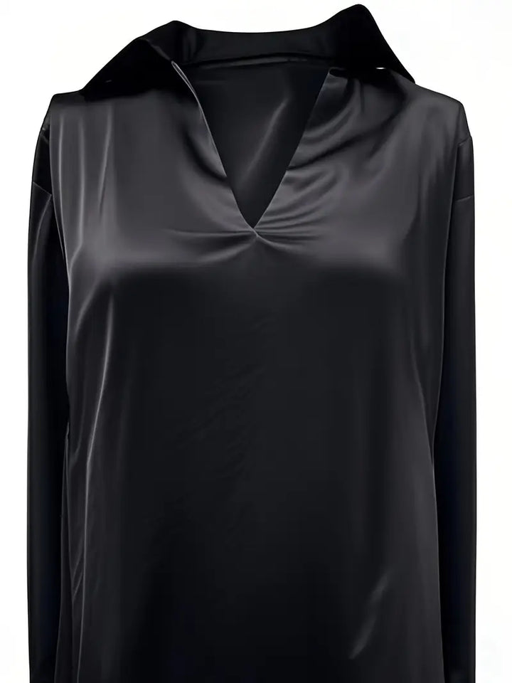 Eva | Premium V-Neck Satin Blouse