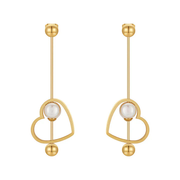 Brit & Boho™ I 18K Gold Titanium Steel Heart-shaped Peach Earrings Brit & Boho | Fashion & Boutique