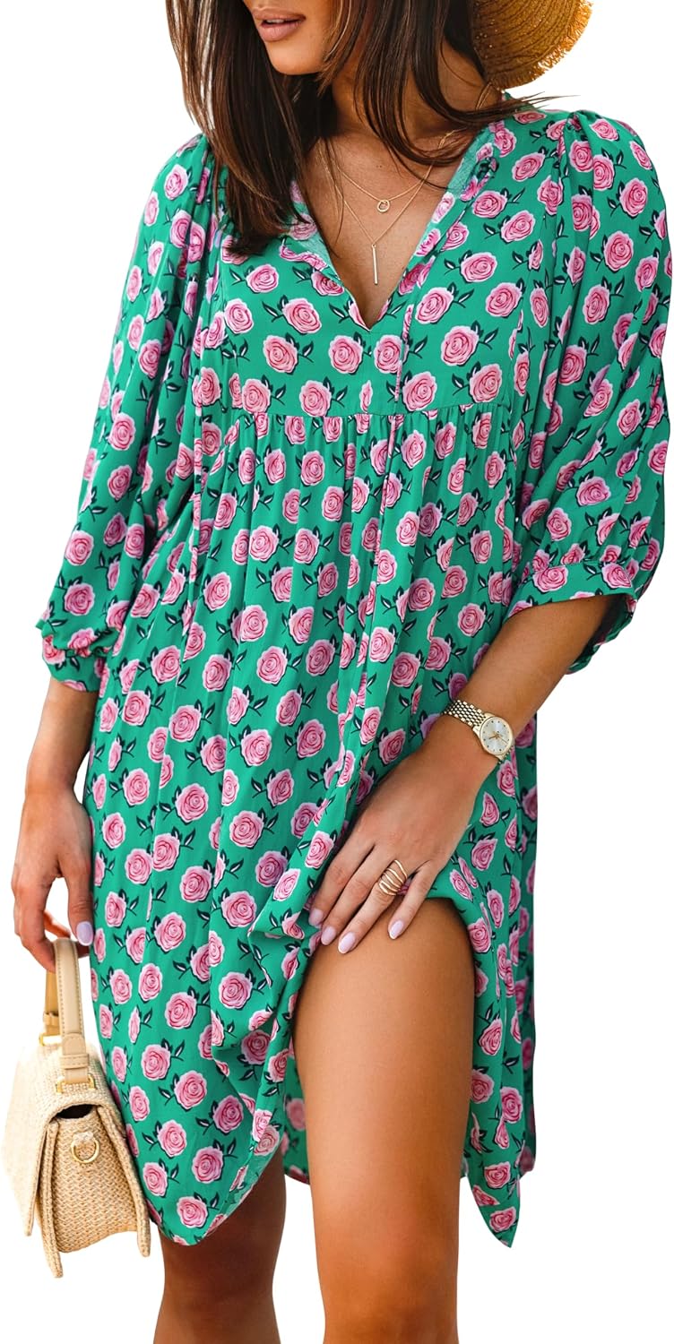 Women's Bohemian Floral Mini Dress