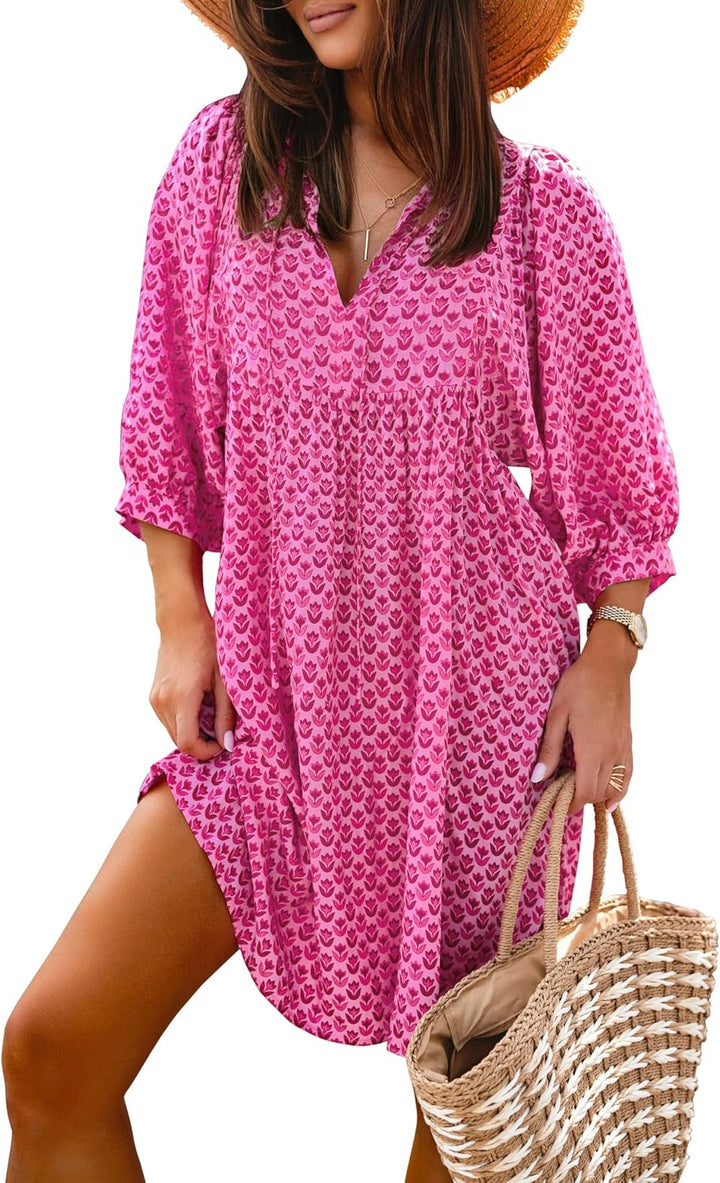 Women's Bohemian Floral Mini Dress