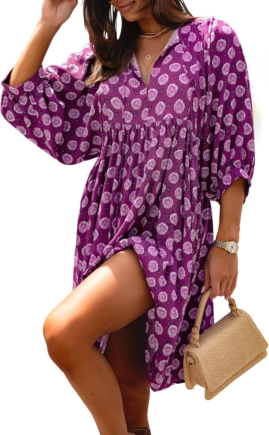 Women's Bohemian Floral Mini Dress