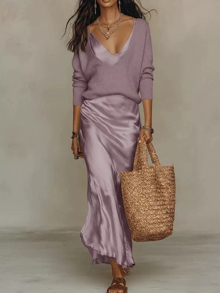 SATIN DRESS SET FOR WOMEN