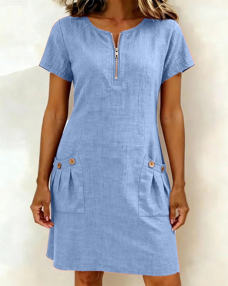 Sophie™ Cotton Zip Pocket Dress