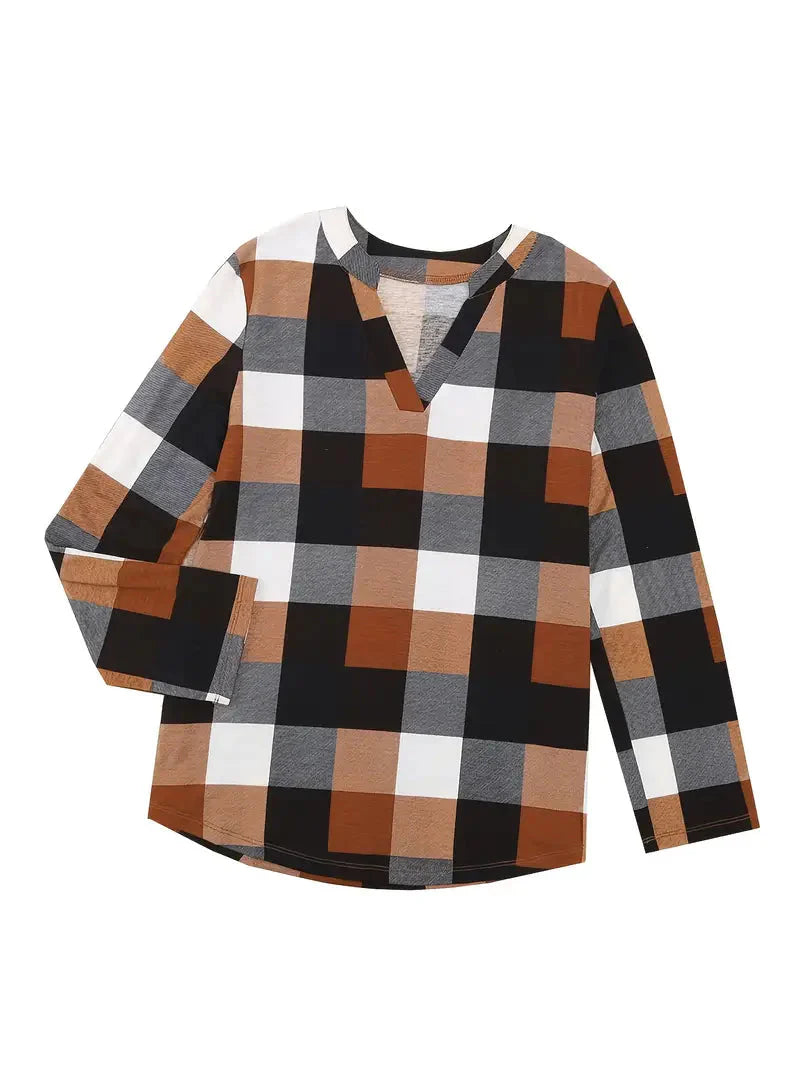 Brit & Boho™ I Dally Plaid Color Block Blouse Brit & Boho | Fashion & Boutique