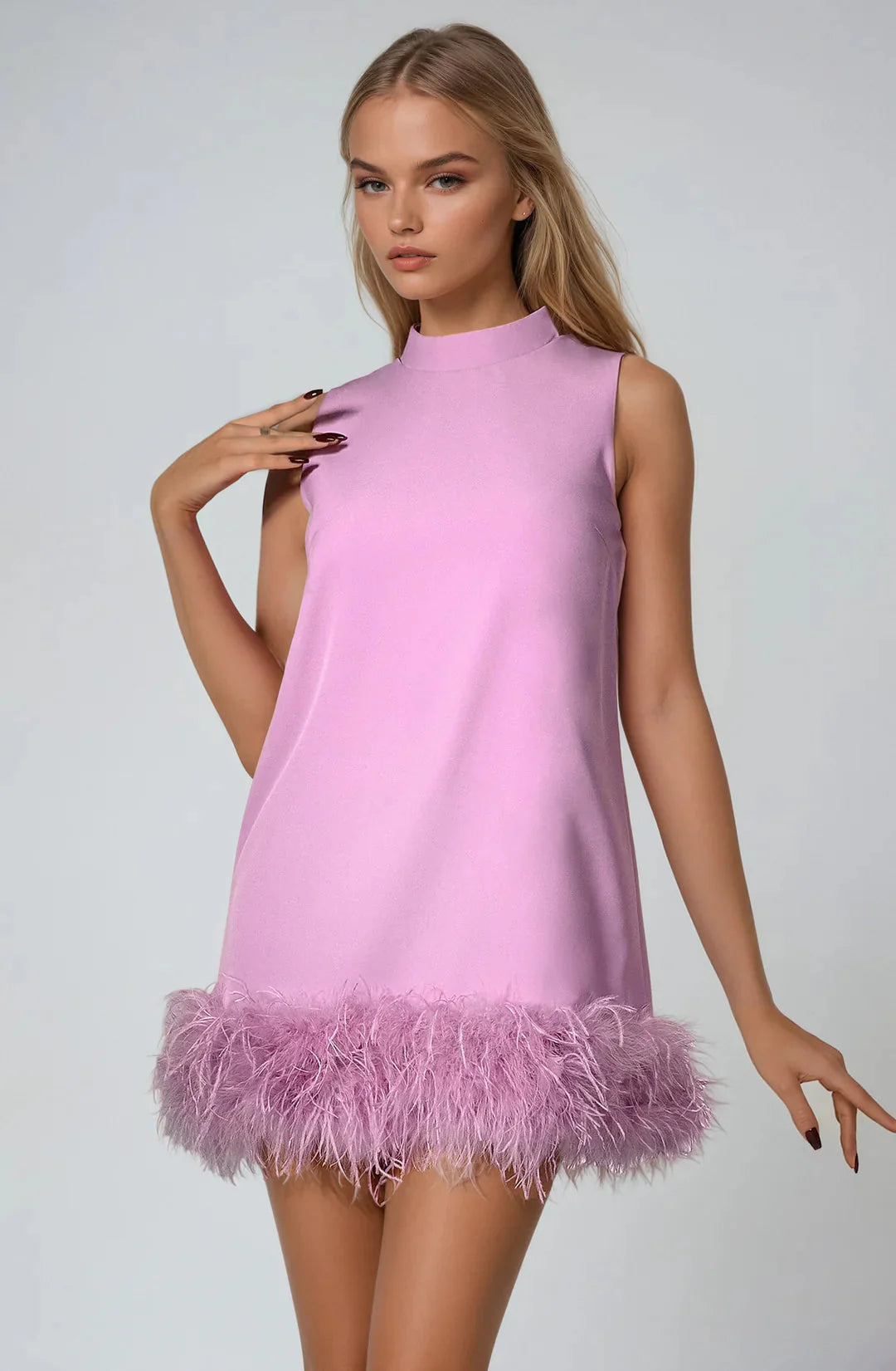 Brit & Boho™ I Ada A-Line Fur Hem Mini Dress Brit & Boho | Fashion & Boutique