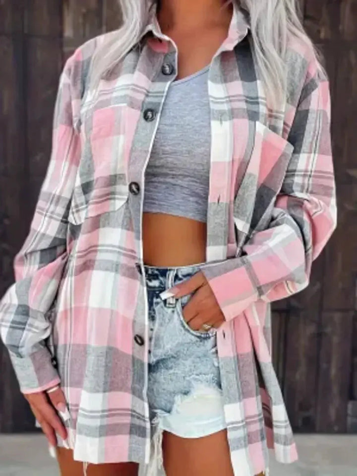 Brit & Boho™ I Dunn Casual Lapel Plaid Long Sleeve Brit & Boho | Fashion & Boutique