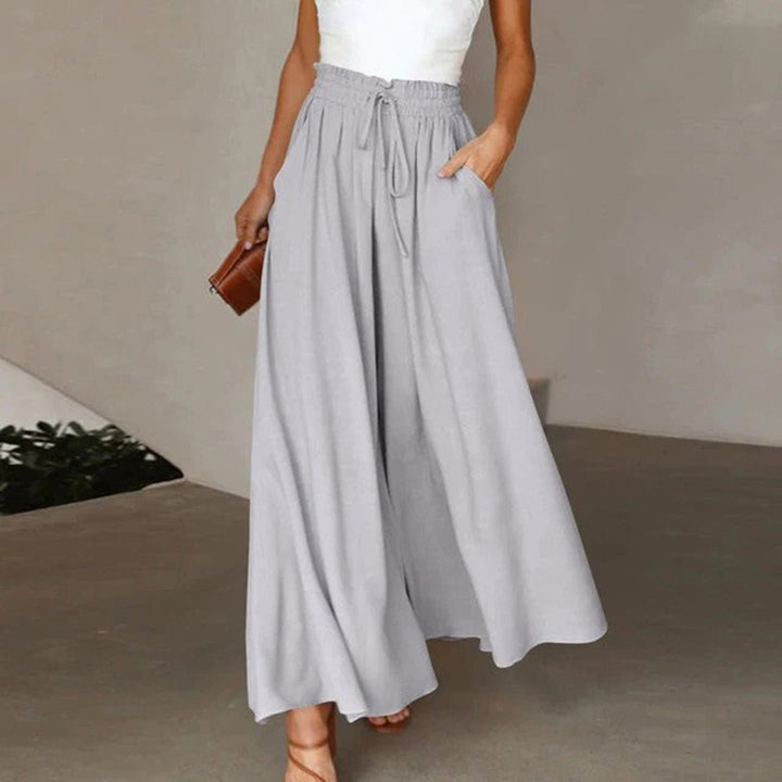 Terra | Women's High Waist Wide Leg Pants Smocked Drawstring
