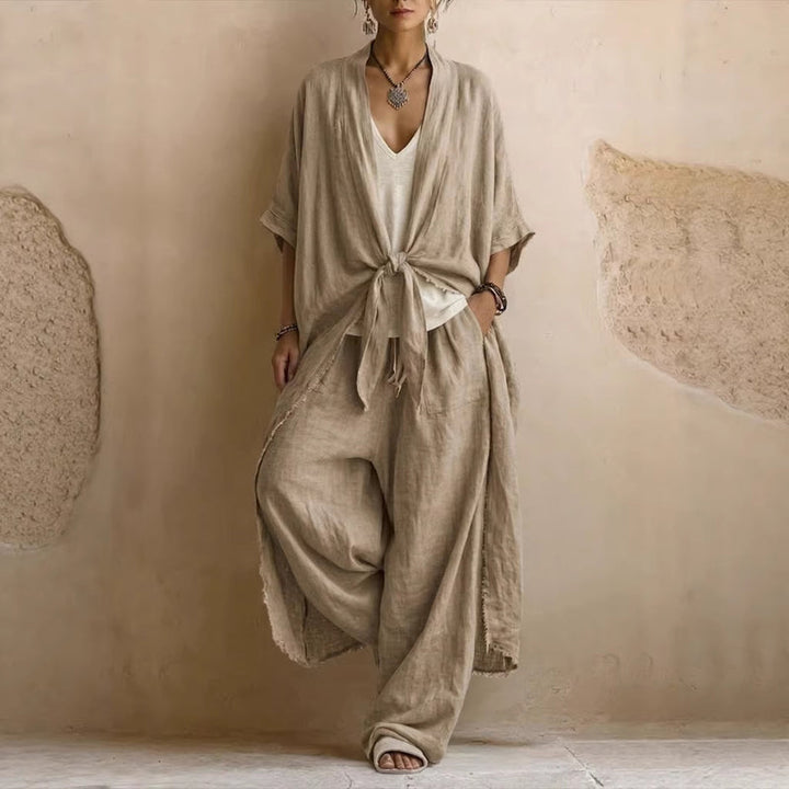 Oversized Kimono & Wide Leg Pants Two-Piece Set