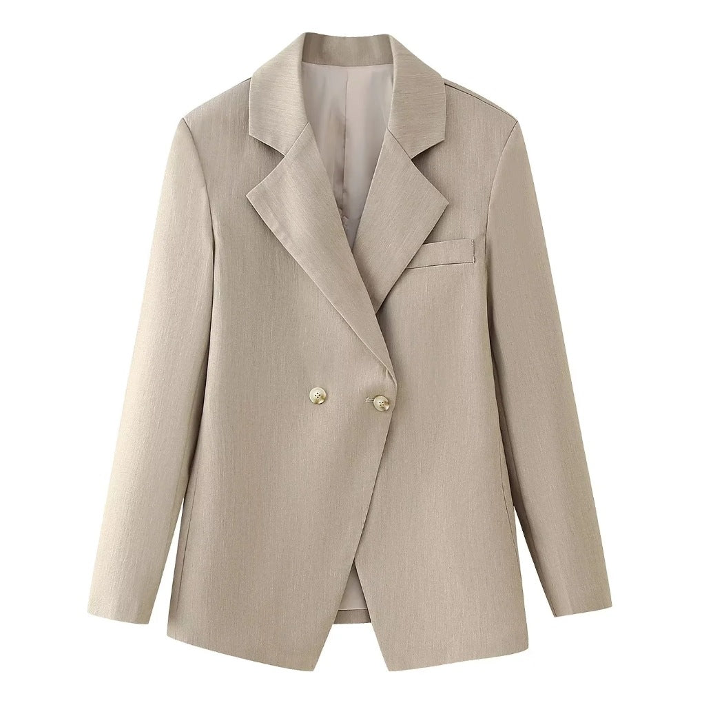 Brit & Boho™ I Timeless Double‑Breasted Tailored Blazer