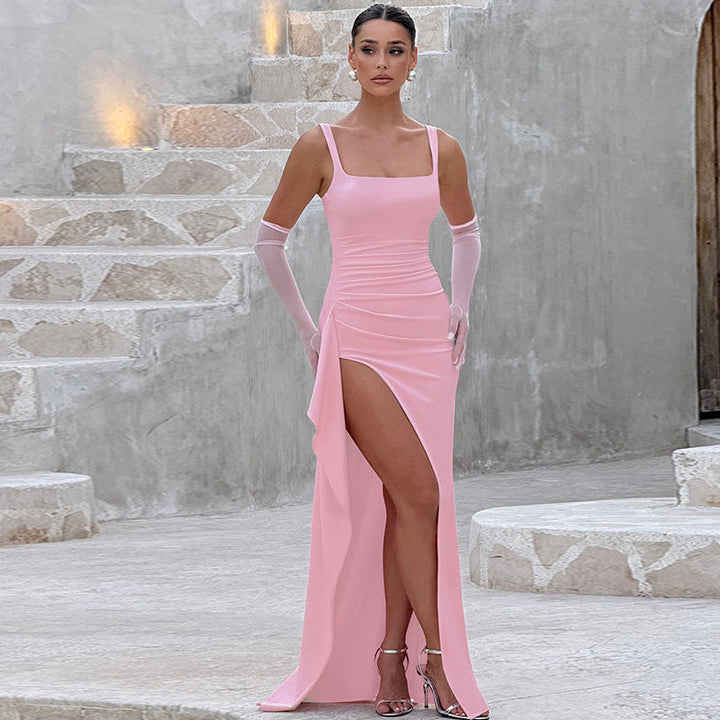 MARILYN™ - Elegant Formal Slip Maxi Dress with Open Back