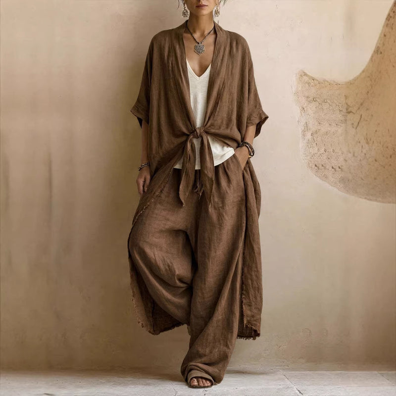 Oversized Kimono & Wide Leg Pants Two-Piece Set