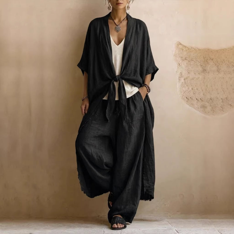 Oversized Kimono & Wide Leg Pants Two-Piece Set
