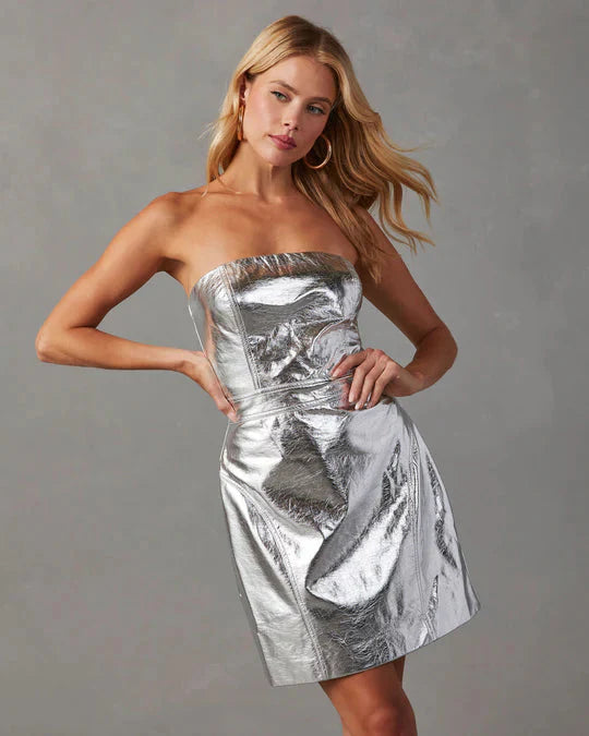 Brit & Boho™ I Hayley Faux Leather Strapless Mini Dress Brit & Boho | Fashion & Boutique