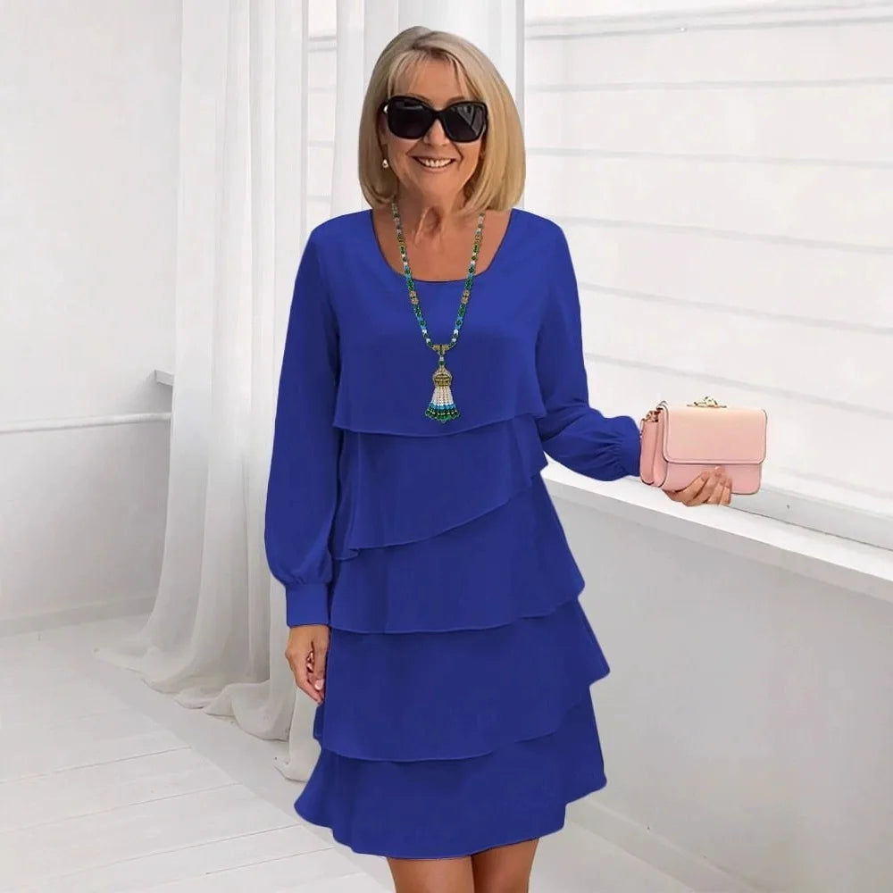 Margaret | Elegant Comfort Ruffle Dress Long Sleeve