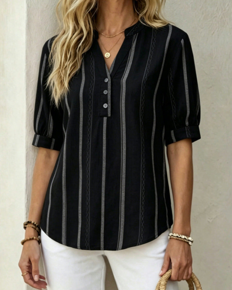 Women's Striped Button-Up Shirt