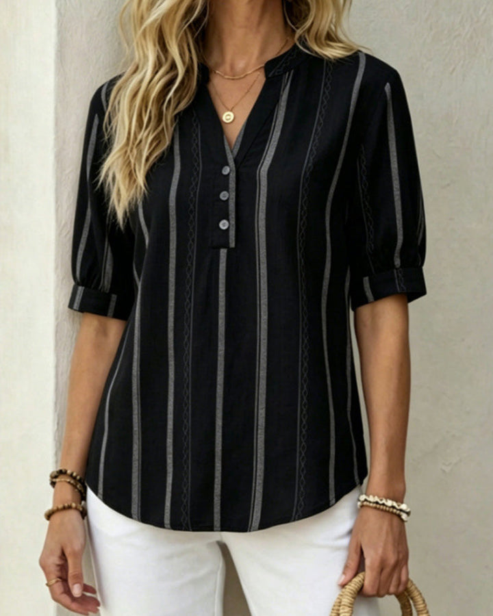 Women's Striped Button-Up Shirt