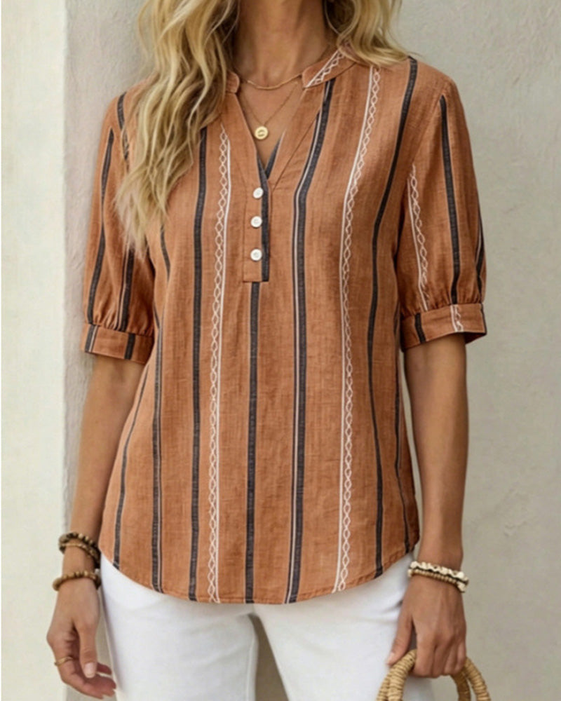 Women's Striped Button-Up Shirt