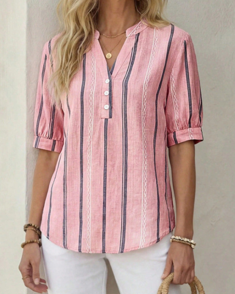 Women's Striped Button-Up Shirt