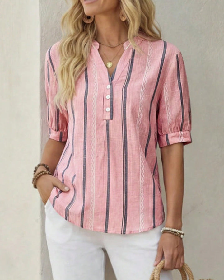 Women's Striped Button-Up Shirt