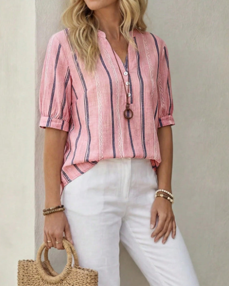 Women's Striped Button-Up Shirt